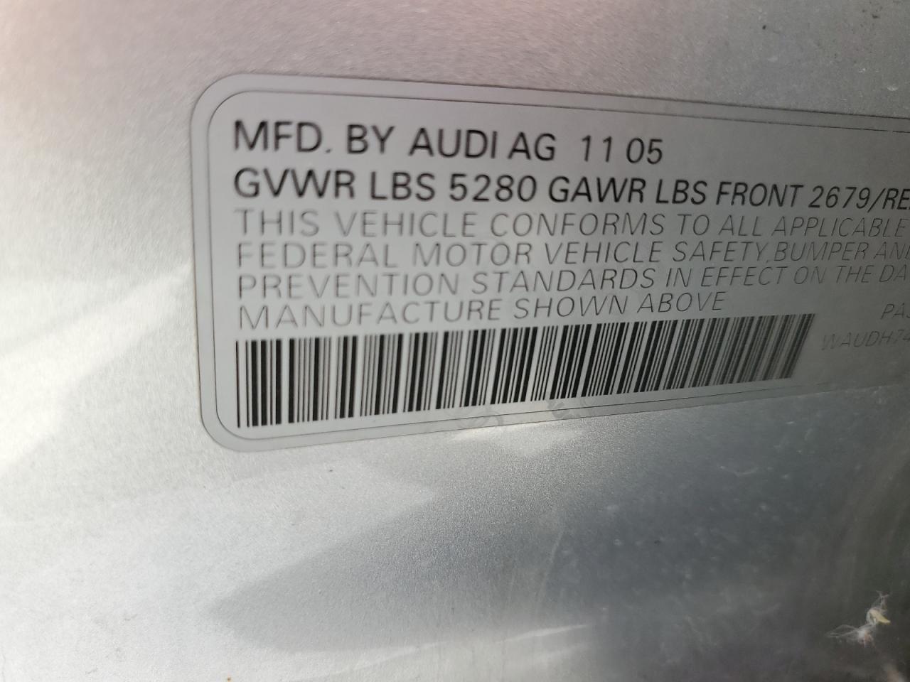 2006 Audi A6 3.2 Quattro VIN: WAUDH74F46N099268 Lot: 65649825