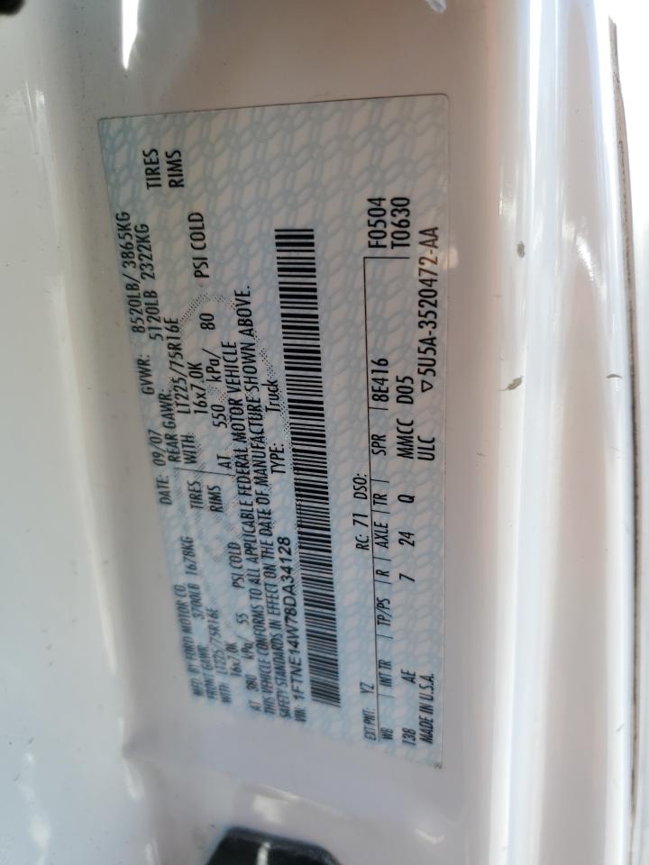 2008 Ford Econoline E150 Van VIN: 1FTNE14W78DA34128 Lot: 61997735