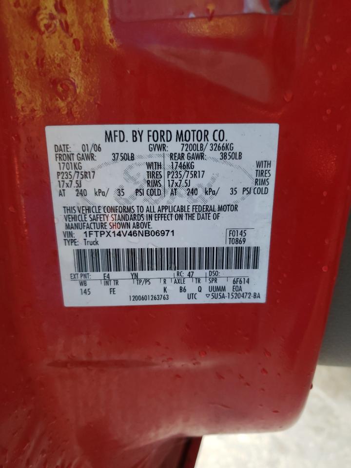 2006 Ford F150 VIN: 1FTPX14V46NB06971 Lot: 66892425