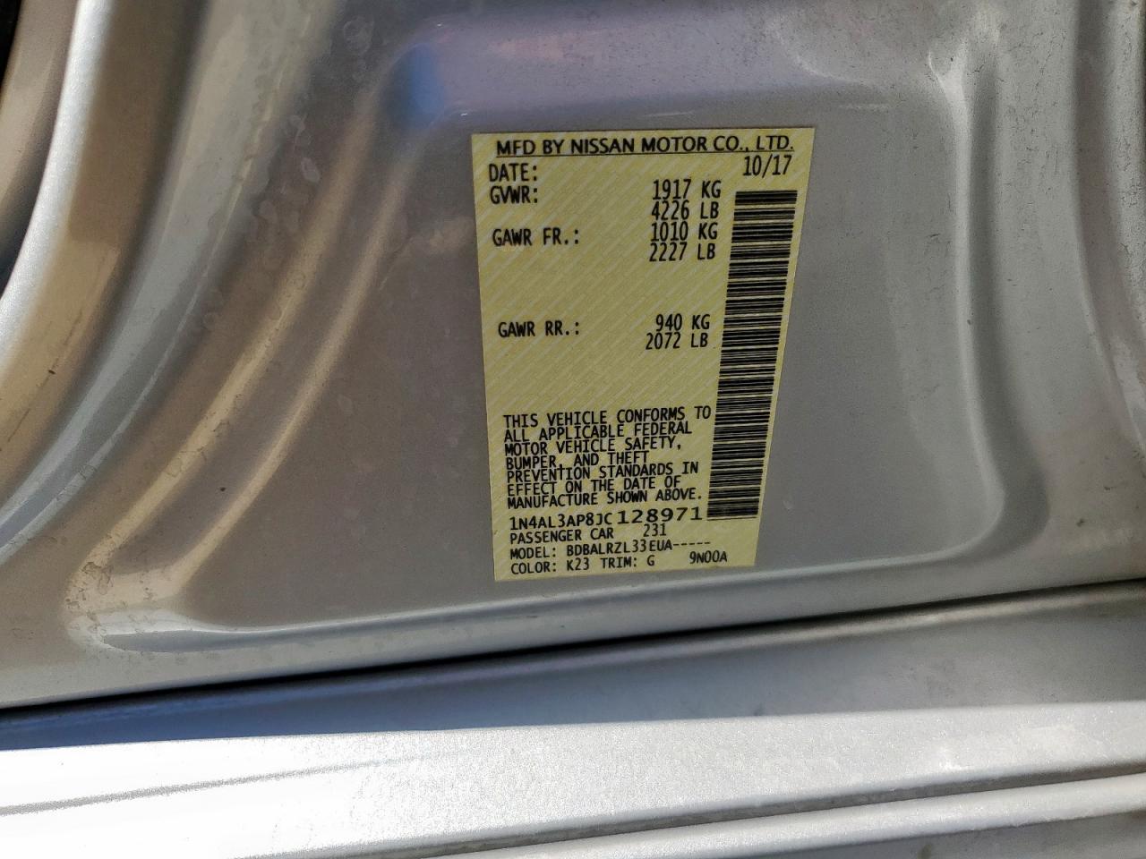 1n4al3ap8jc128971 1N4AL3AP8JC128971 2018 Nissan Altima 2.5