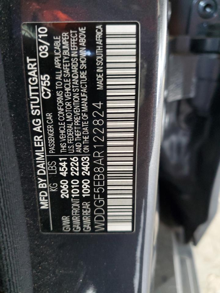 2010 Mercedes-Benz C 300 VIN: WDDGF5EB8AR122824 Lot: 64287005