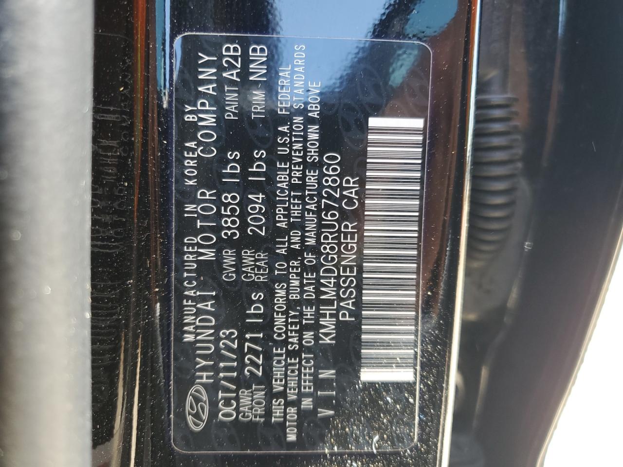 2024 Hyundai Elantra Sel VIN: KMHLM4DG8RU672860 Lot: 65213355
