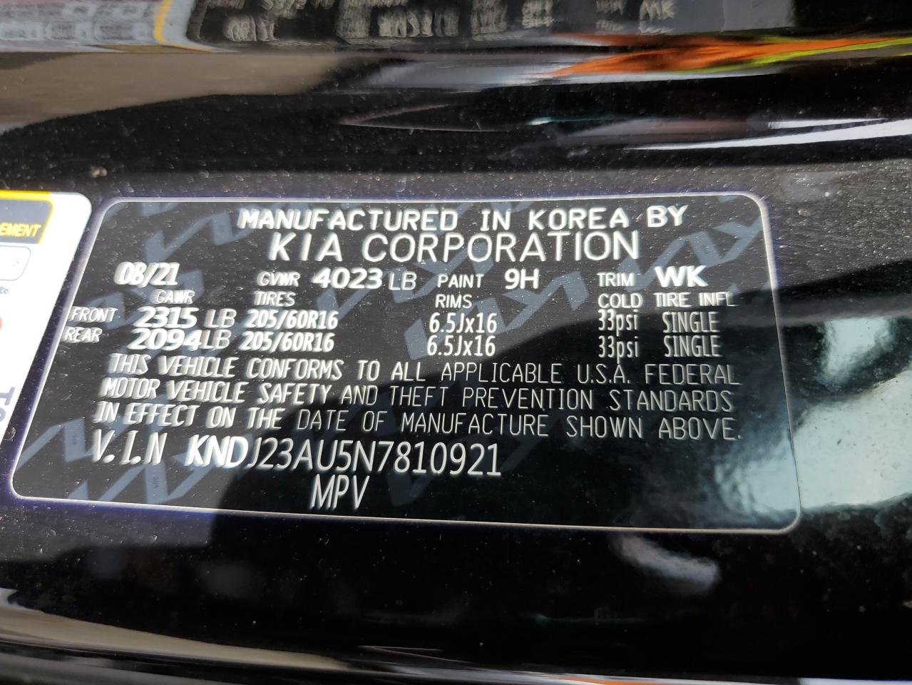 2022 Kia Soul Lx VIN: KNDJ23AU5N7810921 Lot: 64510315