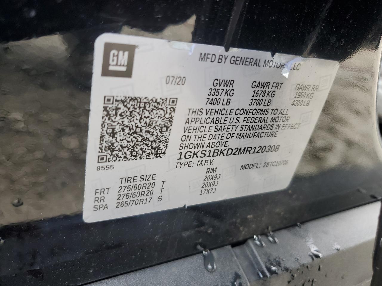 2021 GMC Yukon Slt VIN: 1GKS1BKD2MR120308 Lot: 64105735