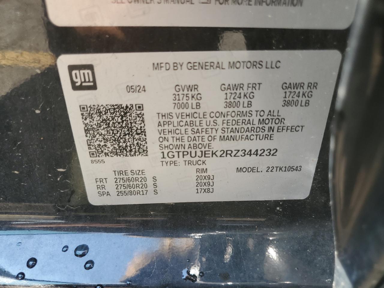 2024 GMC Sierra K1500 Elevation-L VIN: 1GTPUJEK2RZ344232 Lot: 63438785
