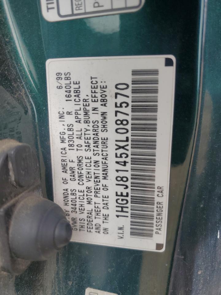 1999 Honda Civic Ex VIN: 1HGEJ8145XL087570 Lot: 64837915