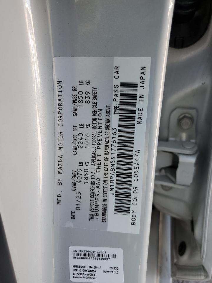 2025 Mazda 3 Select Sport VIN: JM1BPABM5S1776163 Lot: 67070385