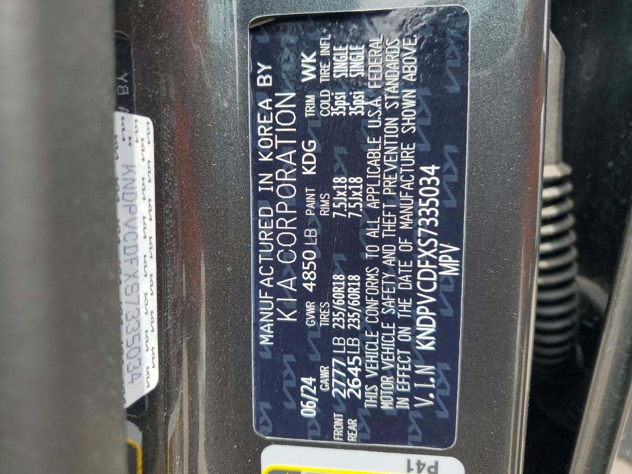 2025 Kia Sportage Ex VIN: KNDPVCDFXS7335034 Lot: 64512345