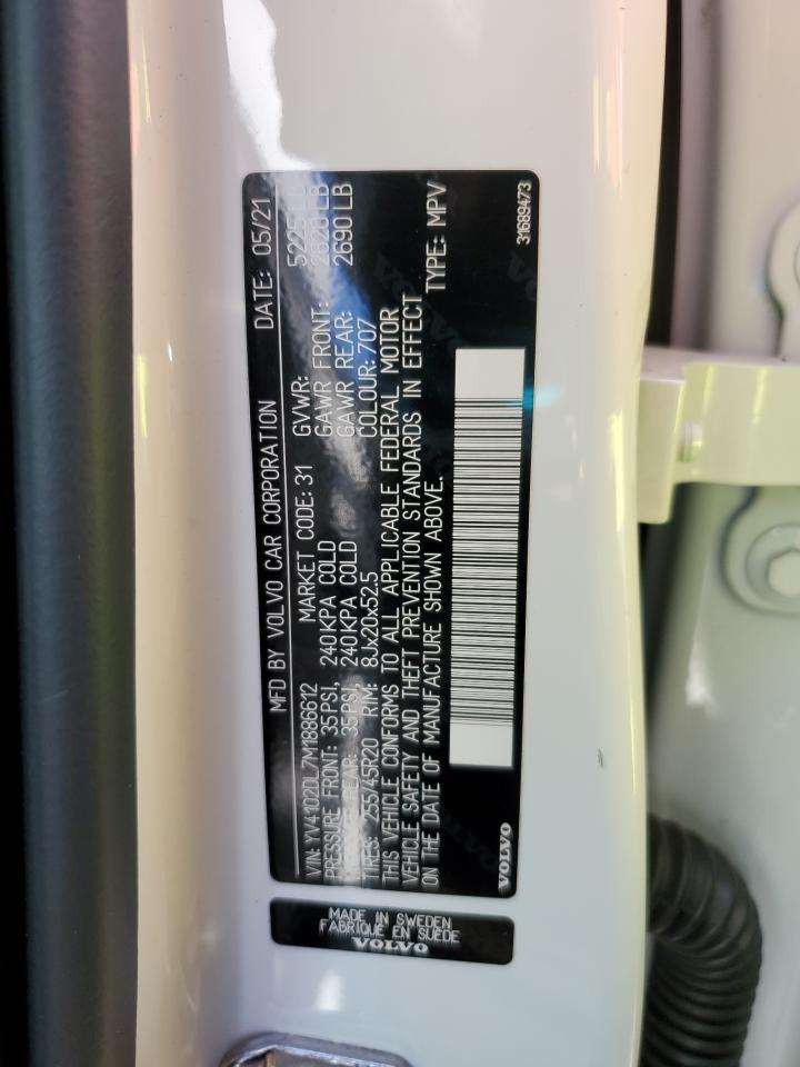 2021 Volvo Xc60 T5 Inscription VIN: YV4102DL7M1886612 Lot: 63727635