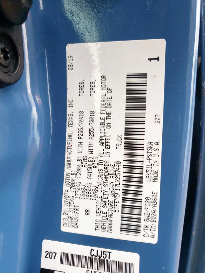 2020 Toyota Tundra Crewmax Sr5 VIN: 5TFEY5F17LX257440 Lot: 64581425