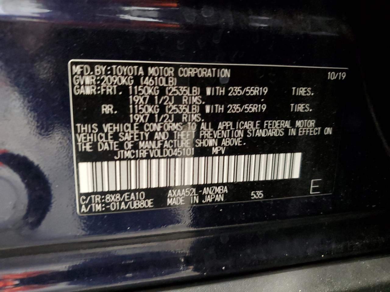 2020 Toyota Rav4 Xle Premium VIN: JTMC1RFV0LD045101 Lot: 64833695