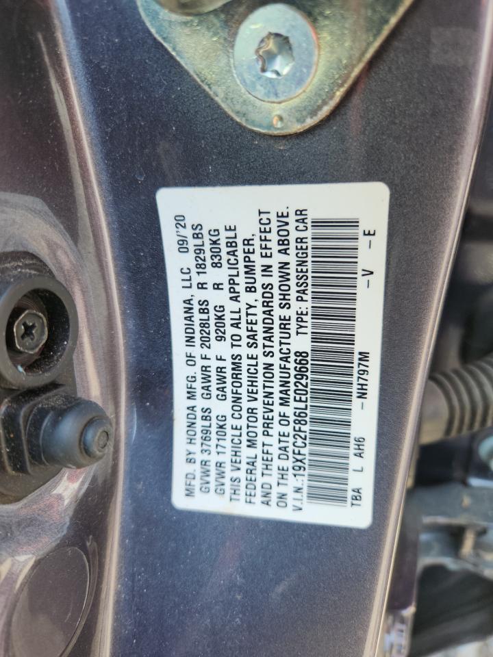 2020 Honda Civic Sport VIN: 19XFC2F86LE029668 Lot: 65143415