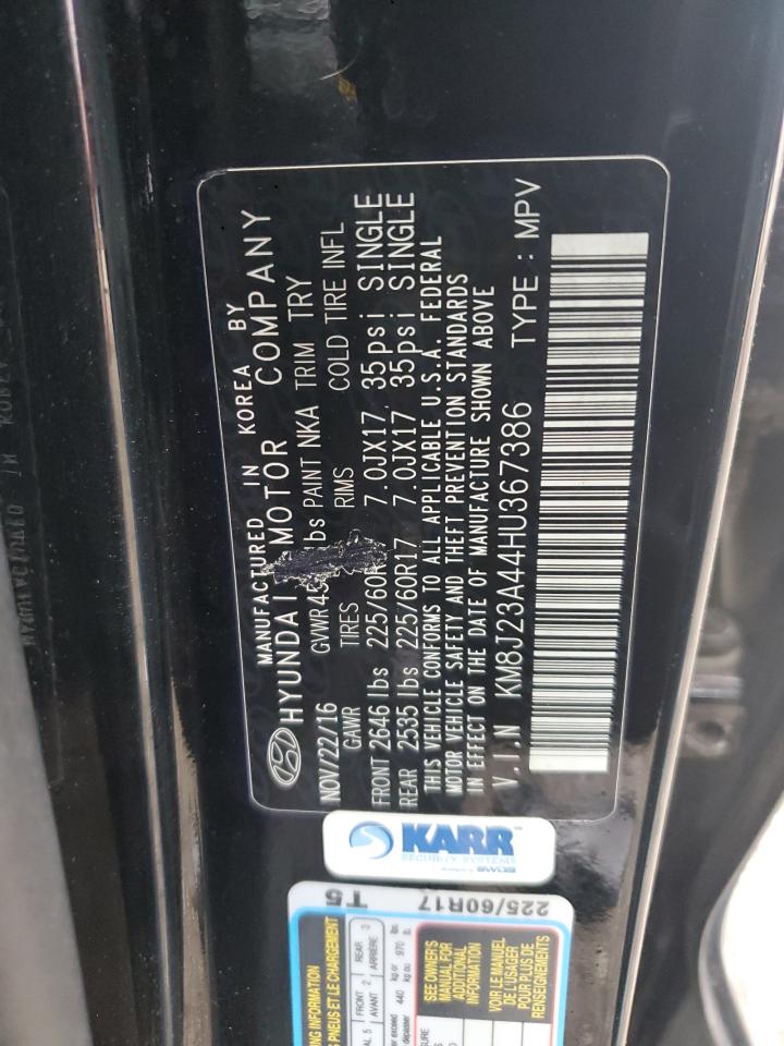 2017 Hyundai Tucson Se VIN: KM8J23A44HU367386 Lot: 63489705