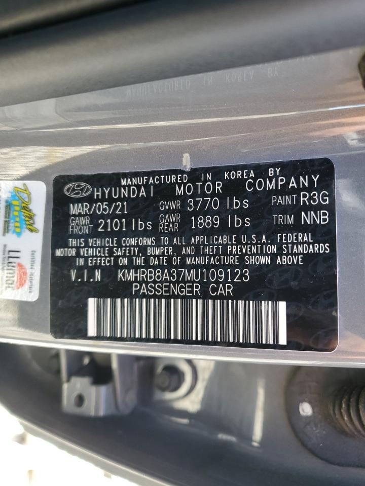 2021 Hyundai Venue Se VIN: KMHRB8A37MU109123 Lot: 65168275