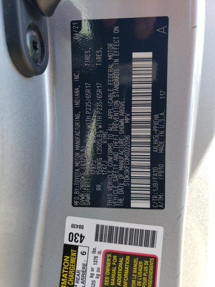 2021 Toyota Sienna Le VIN: 5TDKSKFC0MS022096 Lot: 65267855