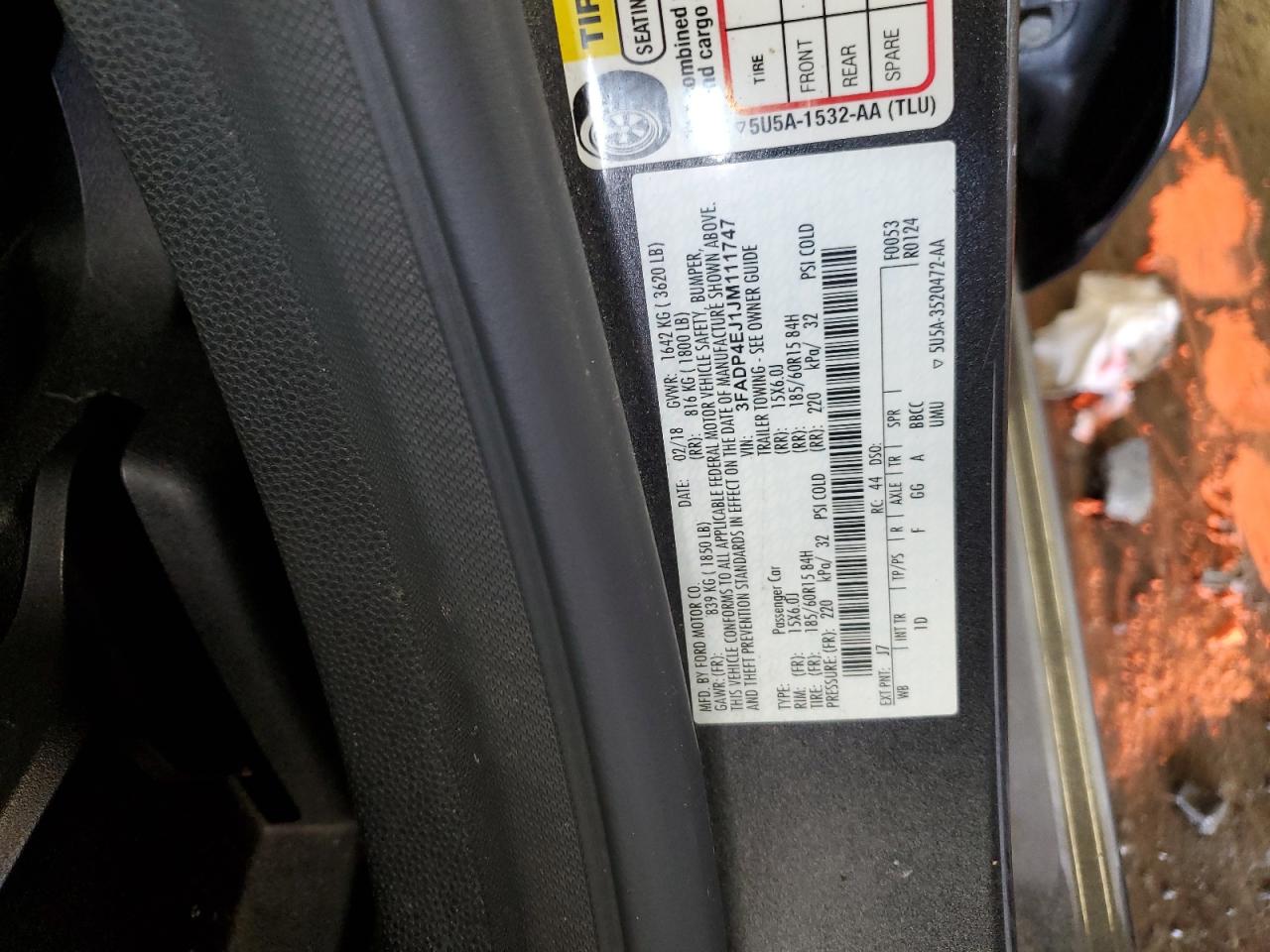 2018 Ford Fiesta Se VIN: 3FADP4EJ1JM111747 Lot: 64766465
