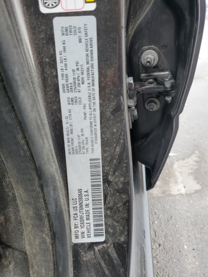 2022 Ram 1500 Laramie VIN: 1C6SRFJT6NN380649 Lot: 65728515