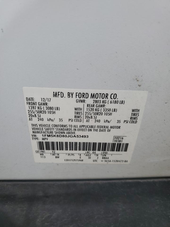 2018 Ford Explorer Xlt VIN: 1FM5K8D80JGA53493 Lot: 64683005