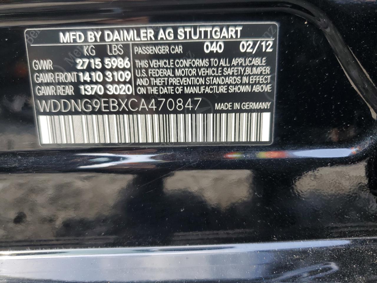 2012 Mercedes-Benz S 550 4Matic VIN: WDDNG9EBXCA470847 Lot: 63843545