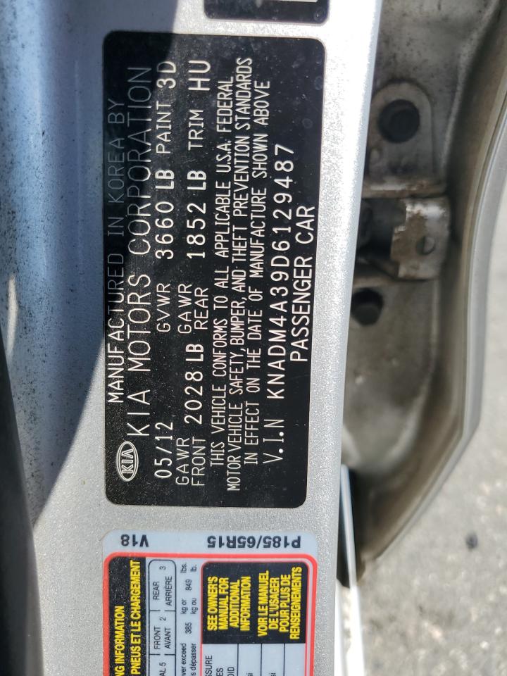 2013 Kia Rio Lx VIN: KNADM4A39D6129487 Lot: 64016165
