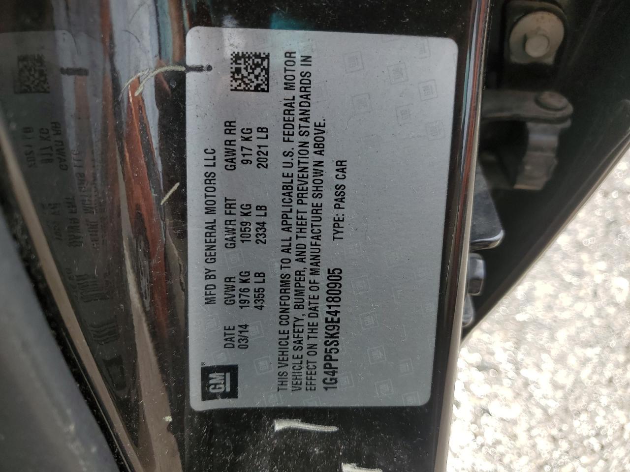 2014 Buick Verano VIN: 1G4PP5SK9E4180905 Lot: 64607525