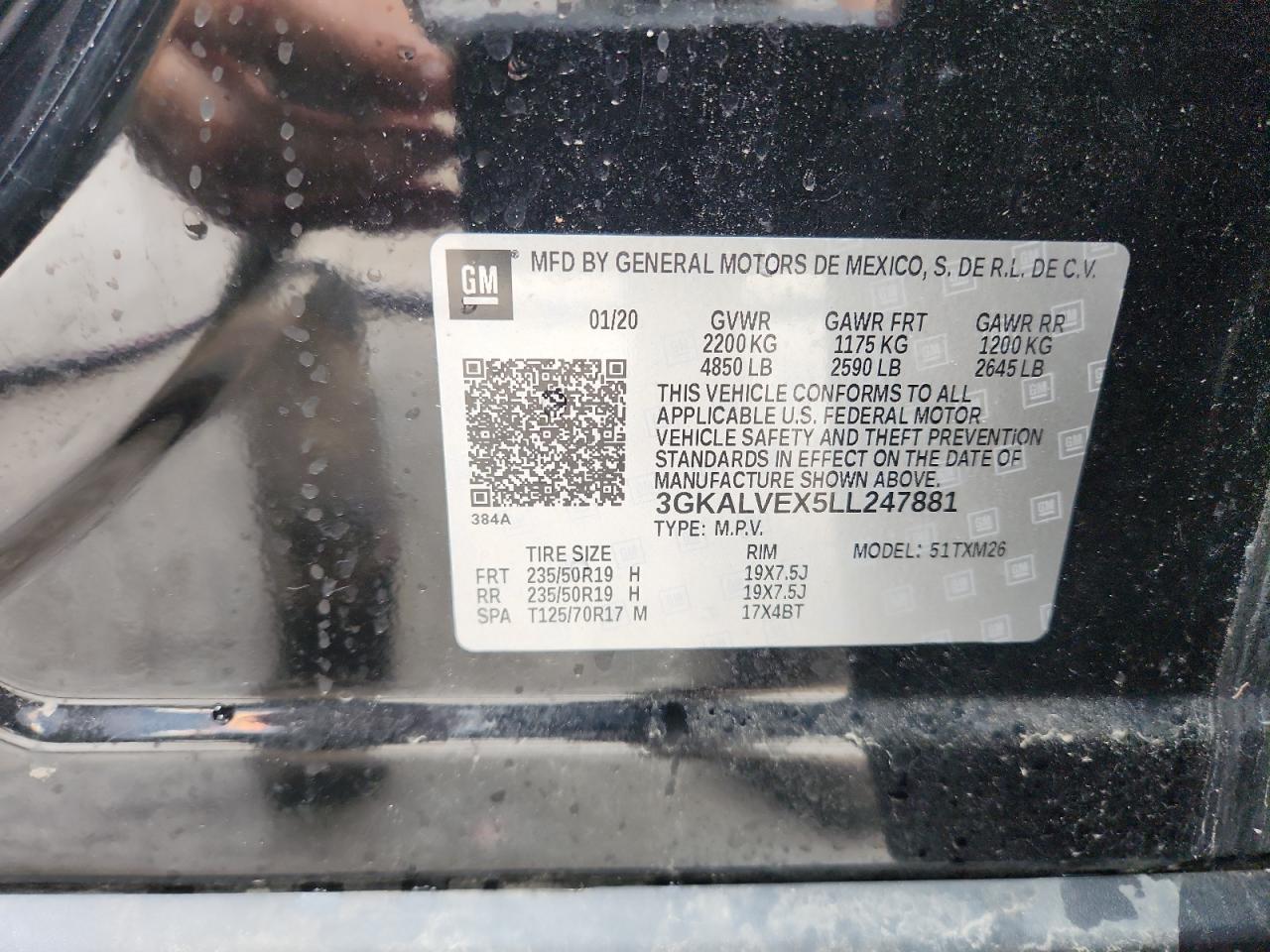 2020 GMC Terrain Slt VIN: 3GKALVEX5LL247881 Lot: 64463765