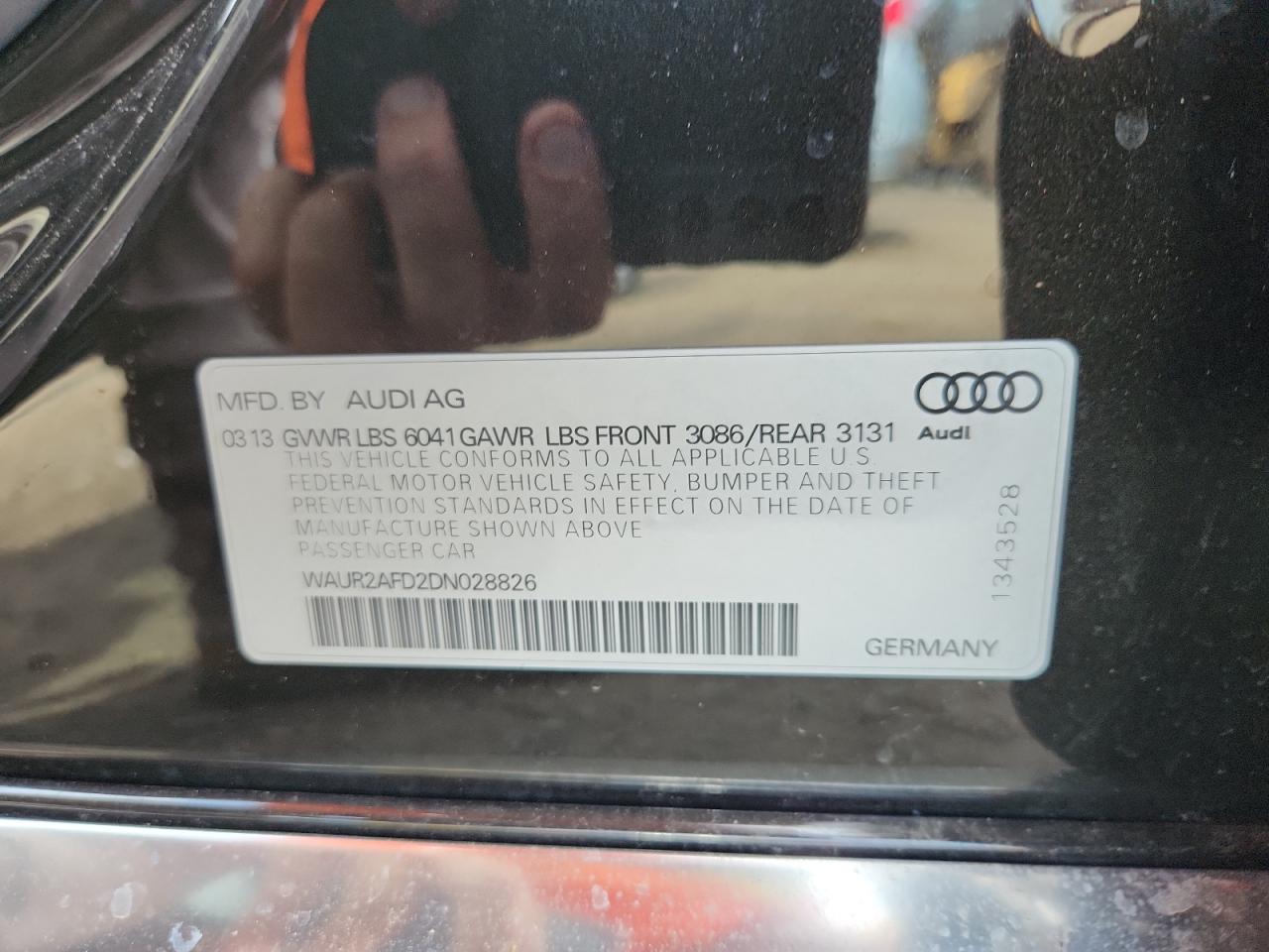 2013 Audi A8 L Quattro VIN: WAUR2AFD2DN028826 Lot: 64756025