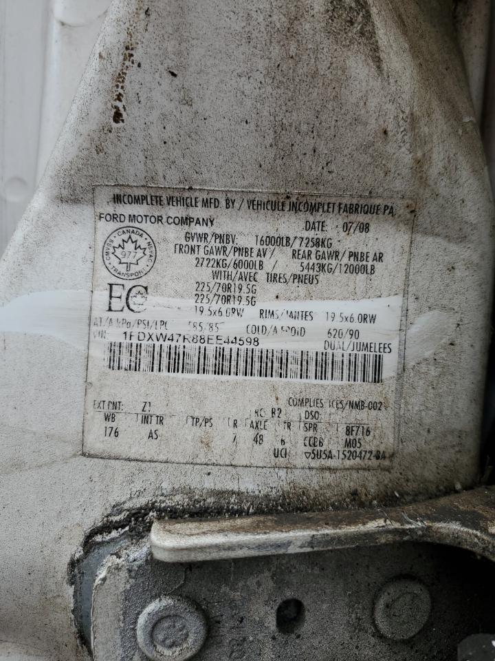 2008 Ford F450 Super Duty VIN: 1FDXW47R88EE44598 Lot: 63237935