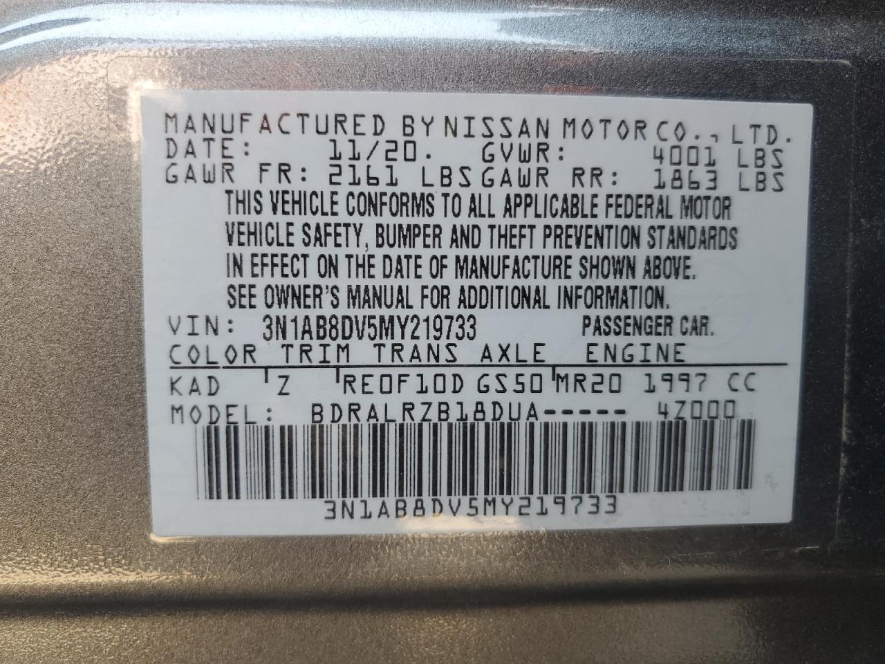 2021 Nissan Sentra Sr VIN: 3N1AB8DV5MY219733 Lot: 65096765