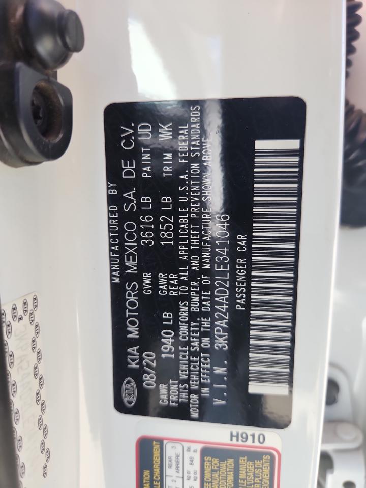 2020 Kia Rio Lx VIN: 3KPA24AD2LE341046 Lot: 63610425