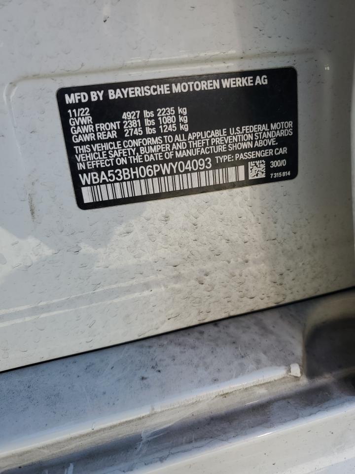 2023 BMW 530 I VIN: WBA53BH06PWY04093 Lot: 62960925