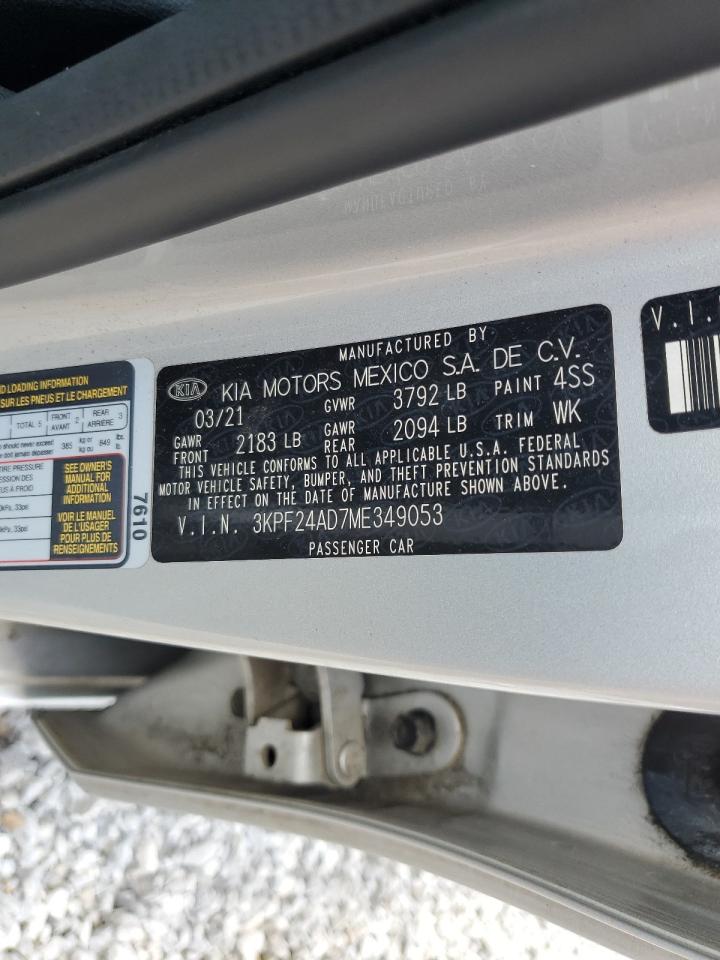 2021 Kia Forte Fe VIN: 3KPF24AD7ME349053 Lot: 66578015