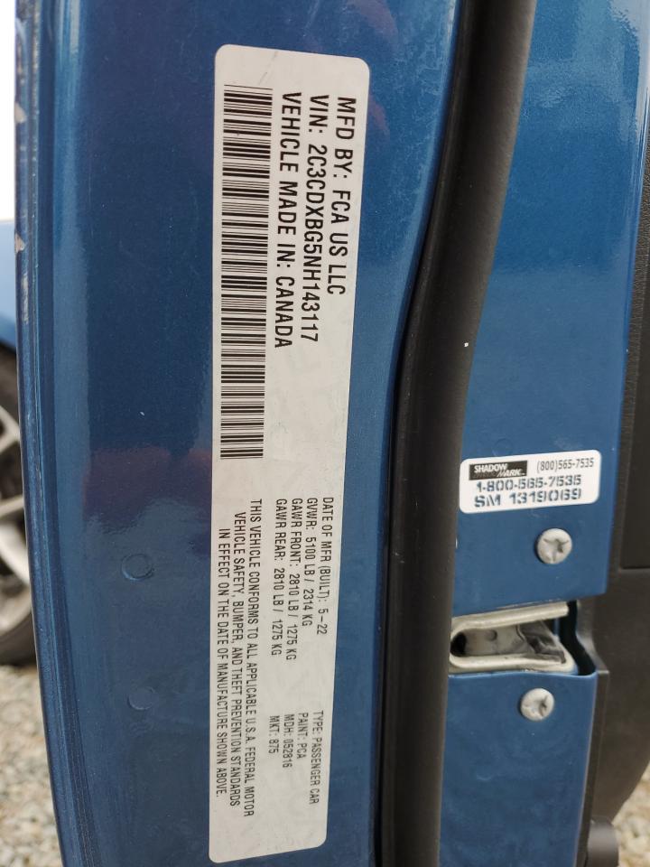 2022 Dodge Charger Sxt VIN: 2C3CDXBG5NH143117 Lot: 64903705