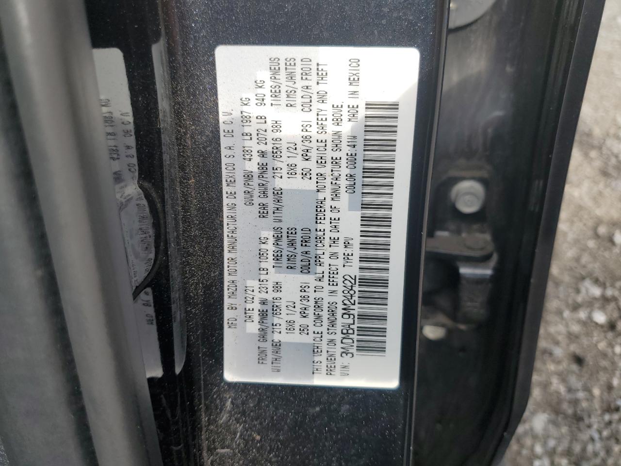 2021 Mazda Cx-30 VIN: 3MVDMBAL9MM248422 Lot: 63765255