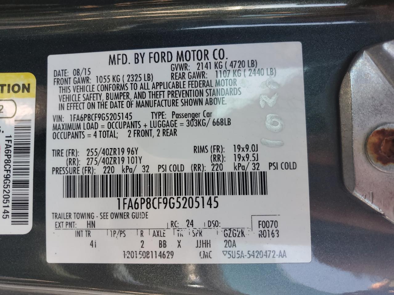 2016 Ford Mustang Gt VIN: 1FA6P8CF9G5205145 Lot: 64335725