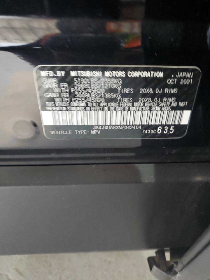 2022 Mitsubishi Outlander Se VIN: JA4J4UA8XNZ042404 Lot: 65436245