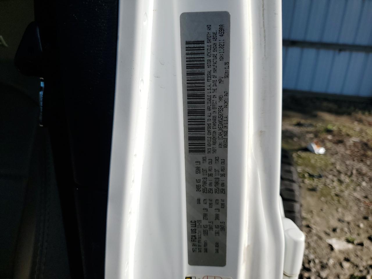 2019 Jeep Wrangler Unlimited Sahara VIN: 1C4HJXEGXKW507924 Lot: 63289905
