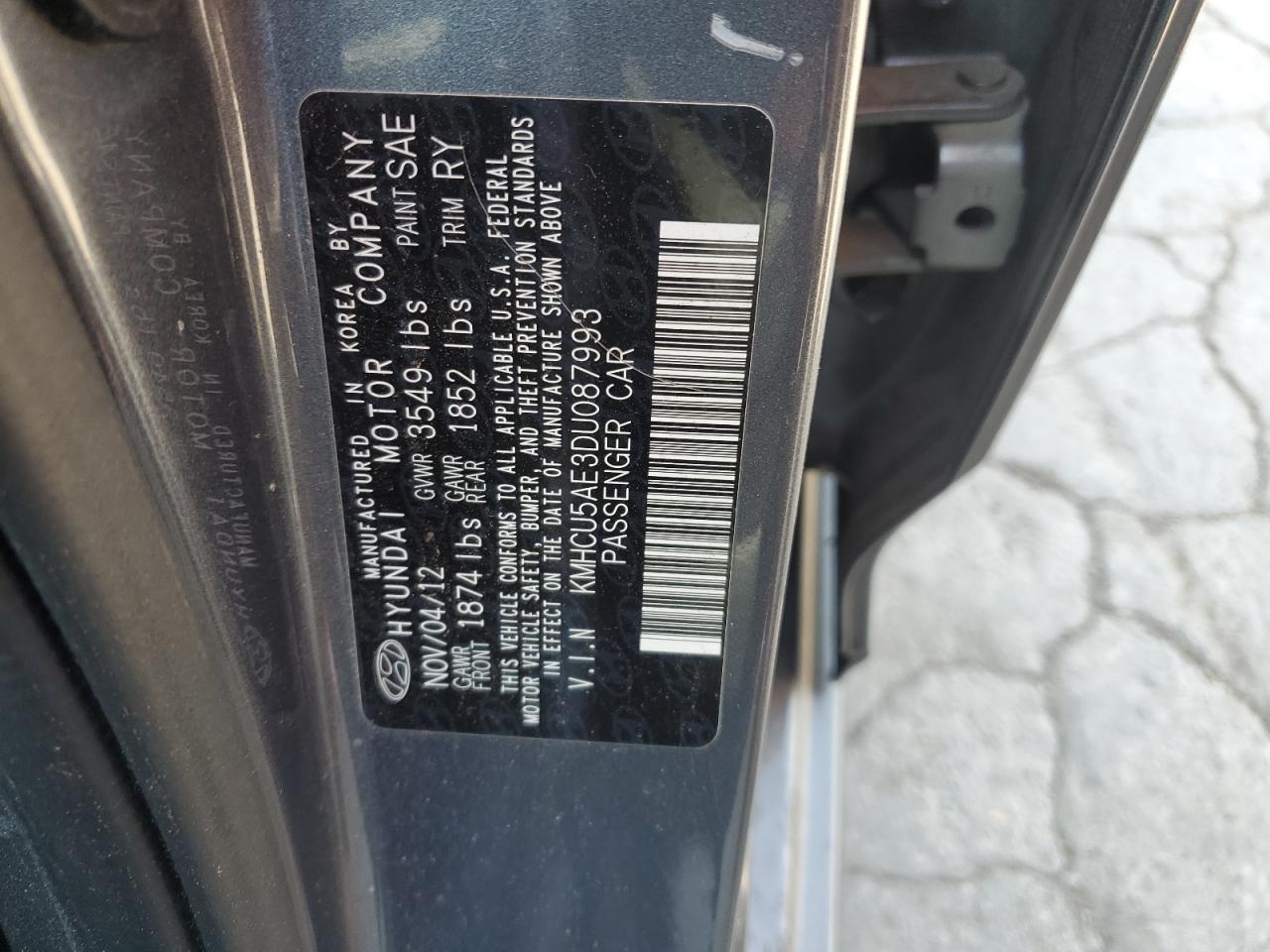 2013 Hyundai Accent Gls VIN: KMHCU5AE3DU087993 Lot: 63526345