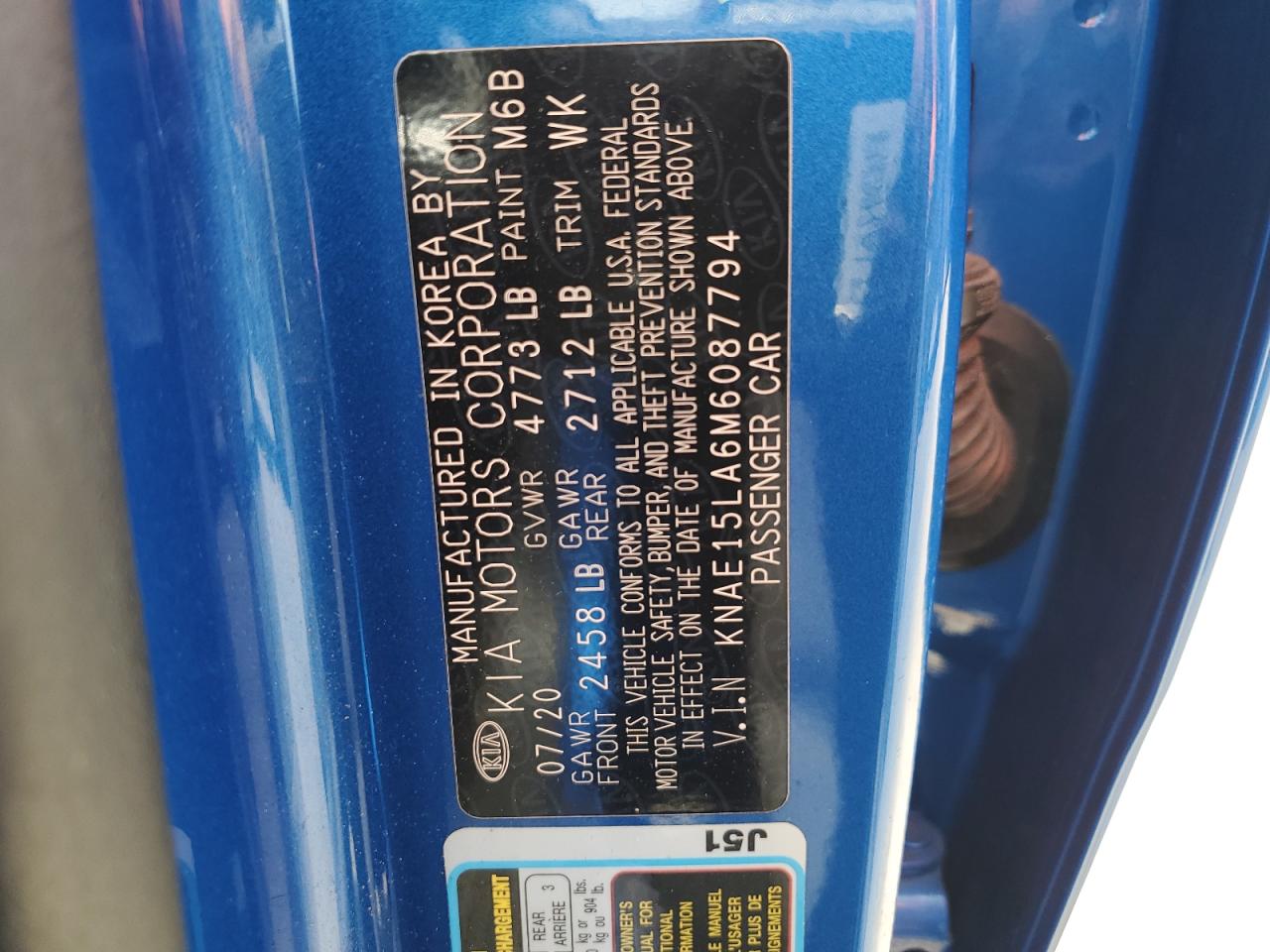 2021 Kia Stinger VIN: KNAE15LA6M6087794 Lot: 66846715