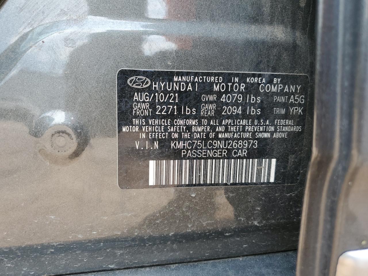2022 Hyundai Ioniq Se VIN: KMHC75LC9NU268973 Lot: 64700625