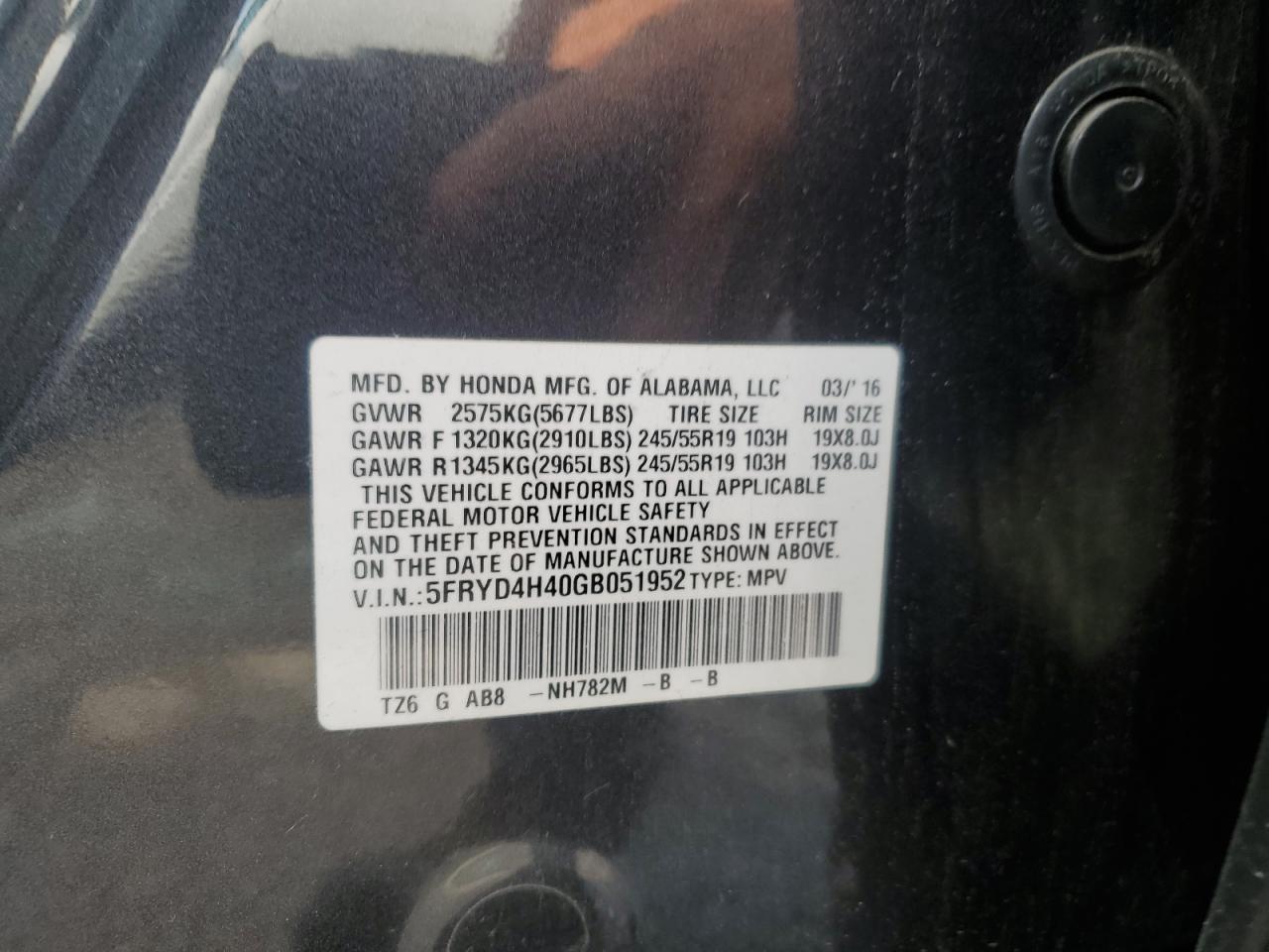 2016 Acura Mdx Technology VIN: 5FRYD4H40GB051952 Lot: 63576235
