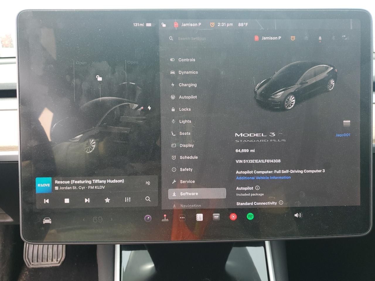 2020 Tesla Model 3 VIN: 5YJ3E1EA1LF614308 Lot: 66736575