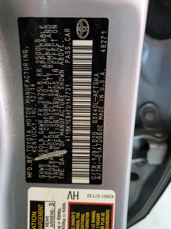 2015 Toyota Avalon Xle VIN: 4T1BK1EB4FU147731 Lot: 63614445