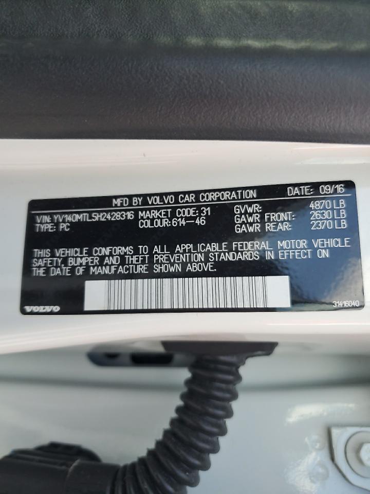 2017 Volvo S60 Dynamic VIN: YV140MTL5H2428316 Lot: 63510705