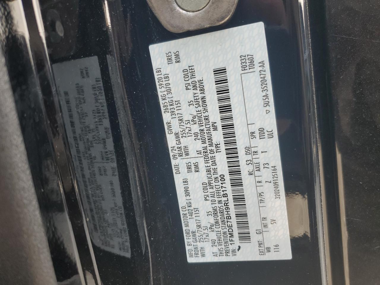 2024 Ford Bronco Big Bend VIN: 1FMDE7BH9RLB17100 Lot: 65016645