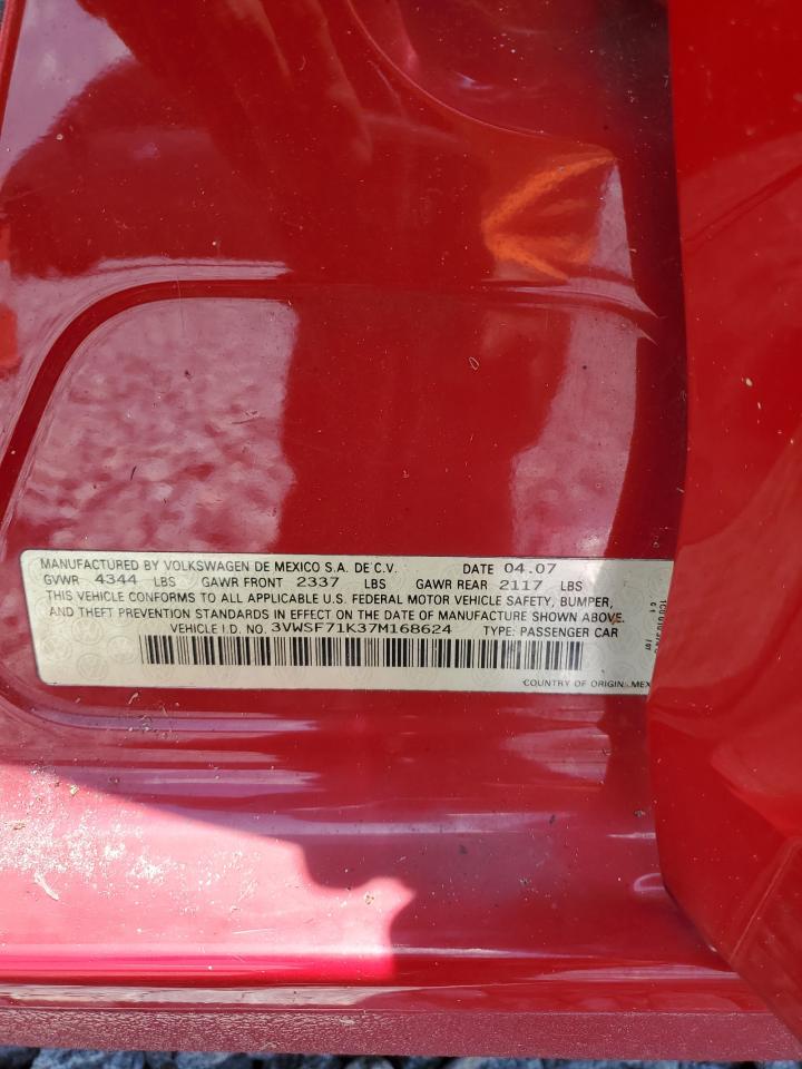 2007 Volkswagen Jetta 2.5 Option Package 1 VIN: 3VWSF71K37M168624 Lot: 64589505