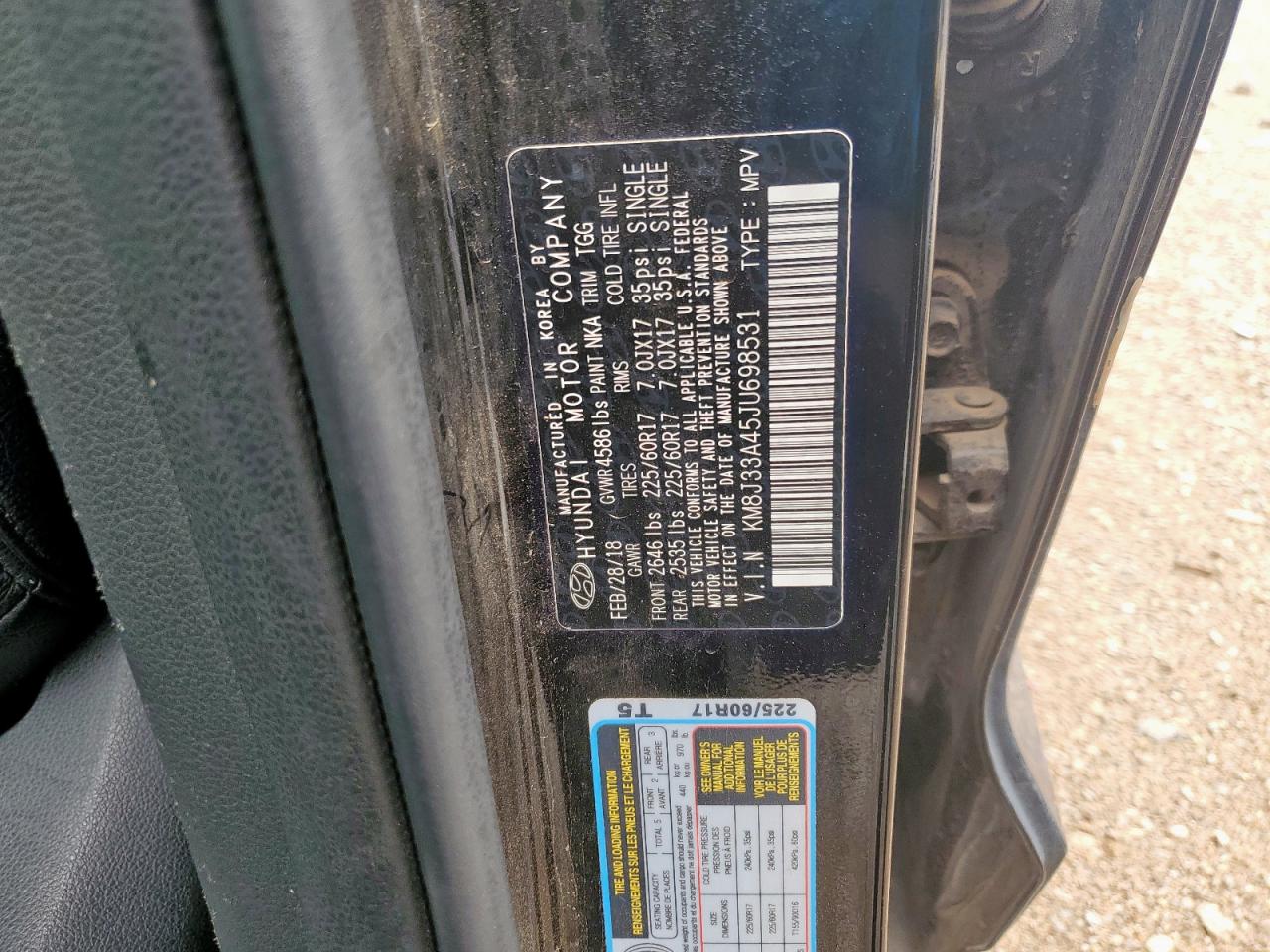 2018 Hyundai Tucson Sel VIN: KM8J33A45JU698531 Lot: 66759665