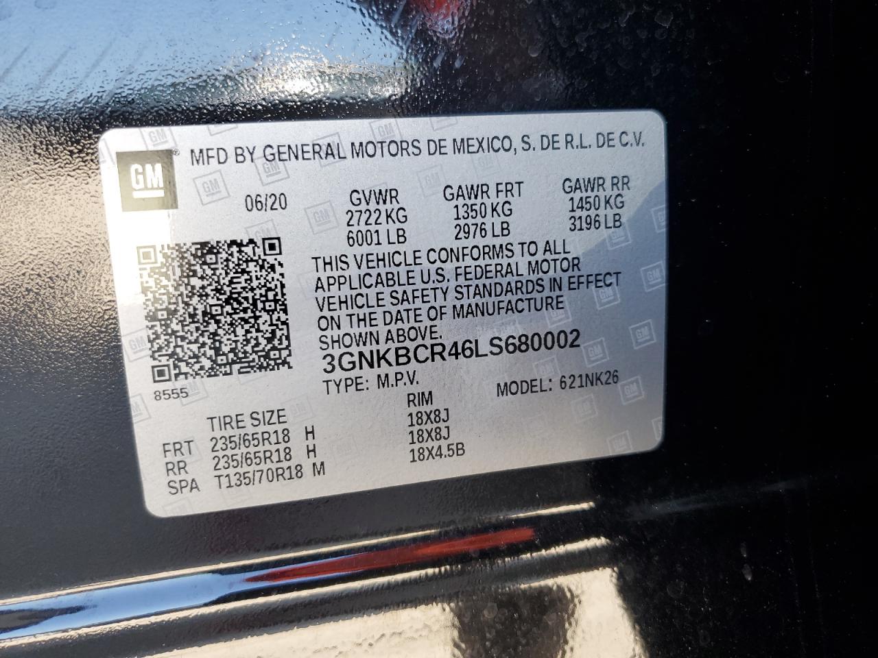 2020 Chevrolet Blazer 2Lt VIN: 3GNKBCR46LS680002 Lot: 64783975