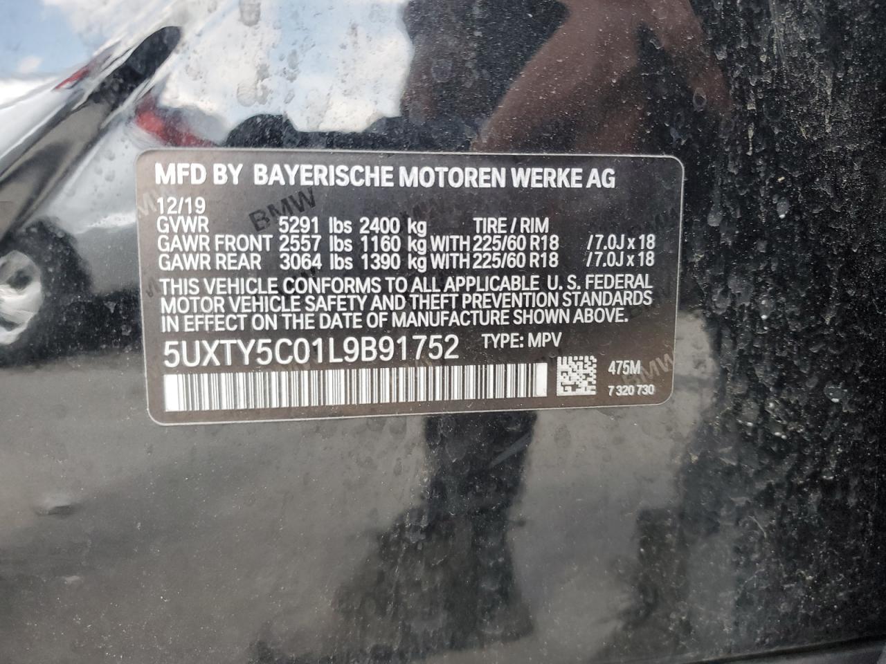 2020 BMW X3 xDrive30I VIN: 5UXTY5C01L9B91752 Lot: 63495395
