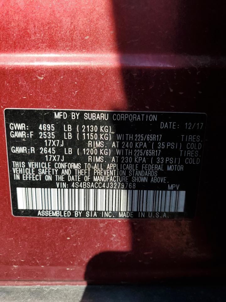2018 Subaru Outback 2.5I Premium VIN: 4S4BSACC4J3279768 Lot: 63157075